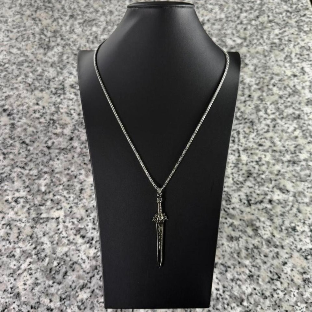 Silver‎ Chrome Steel Y2k Sword Dagger Berserk Necklace Pendant Brand New